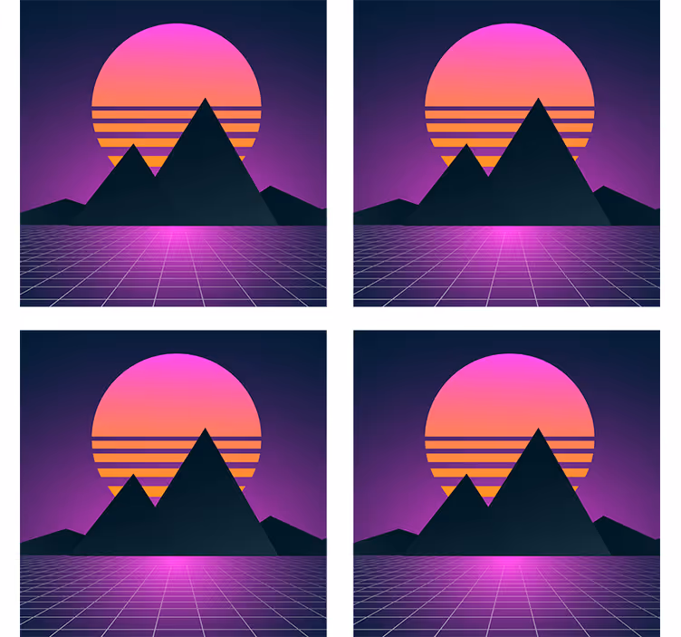 Modern coaster geometric mountain sunset design - TenStickers