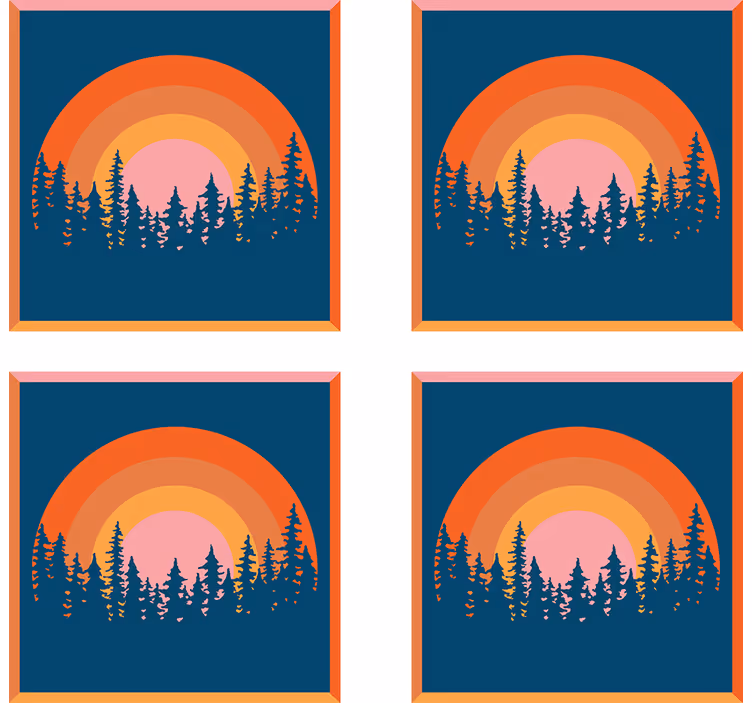 Modern coaster layered sunset forest design - TenStickers