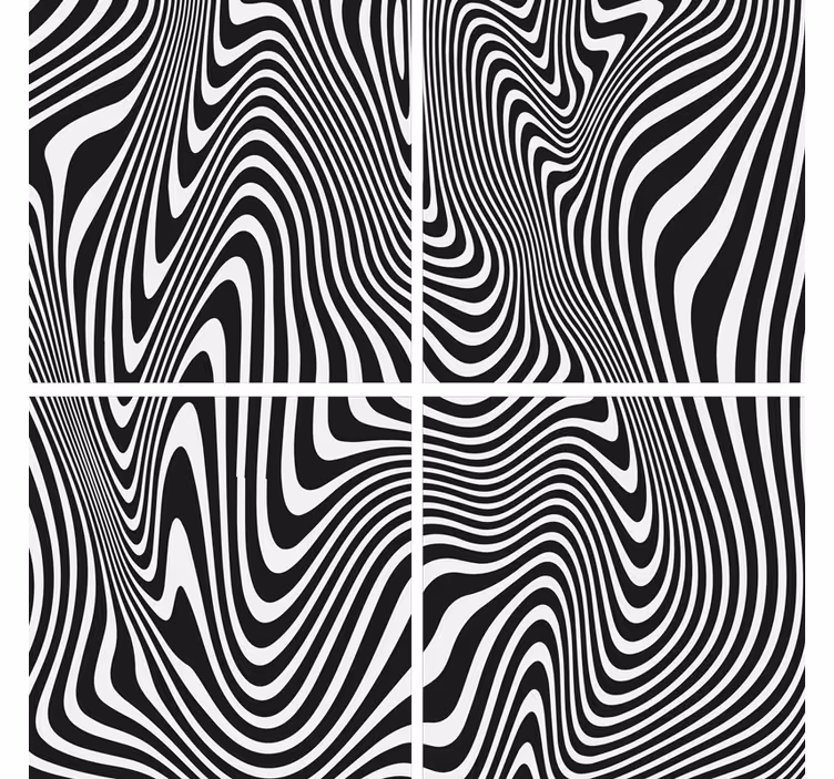 Wavy black and white pattern coasters - TenStickers