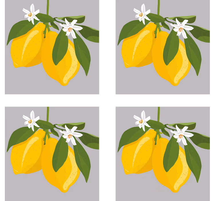 Modern coaster yellow lemons with leaves - TenStickers