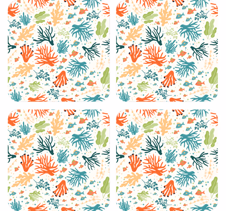Coasters with vibrant coral patterns - TenStickers