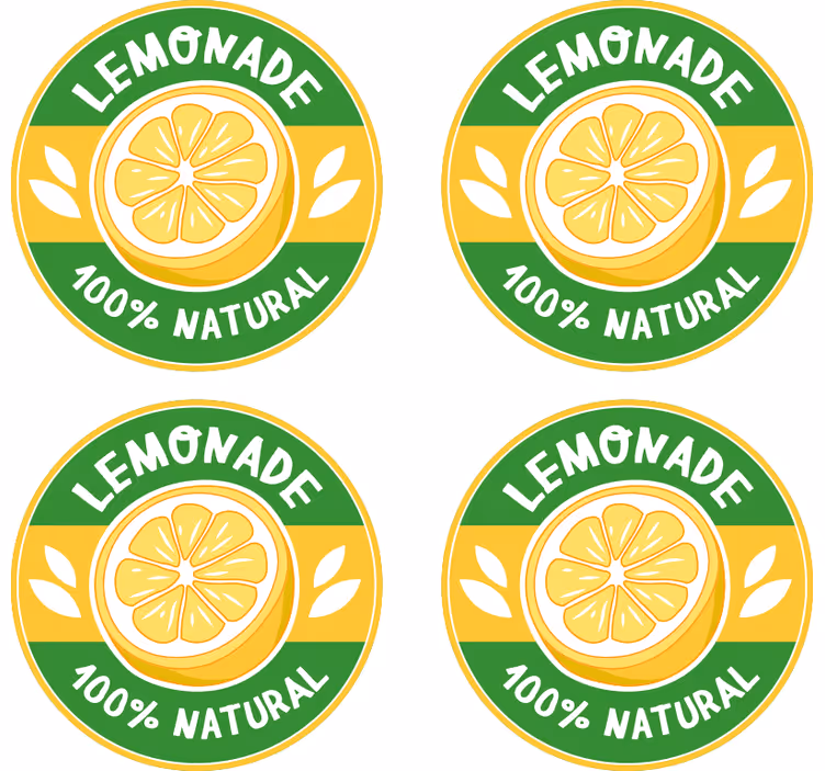 Text coasters natural lemon slice badge - TenStickers