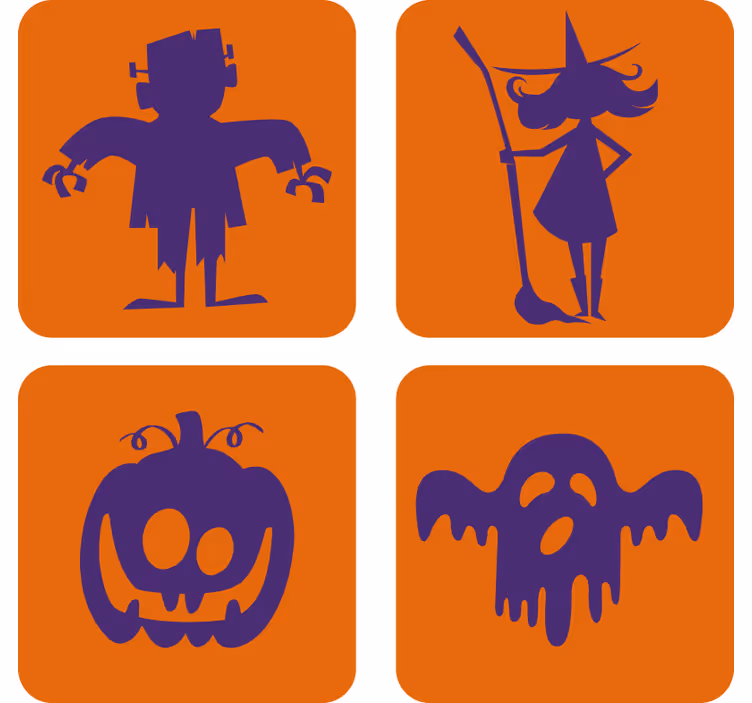 Frankenstein witch pumpkin ghost halloween coaster - TenStickers