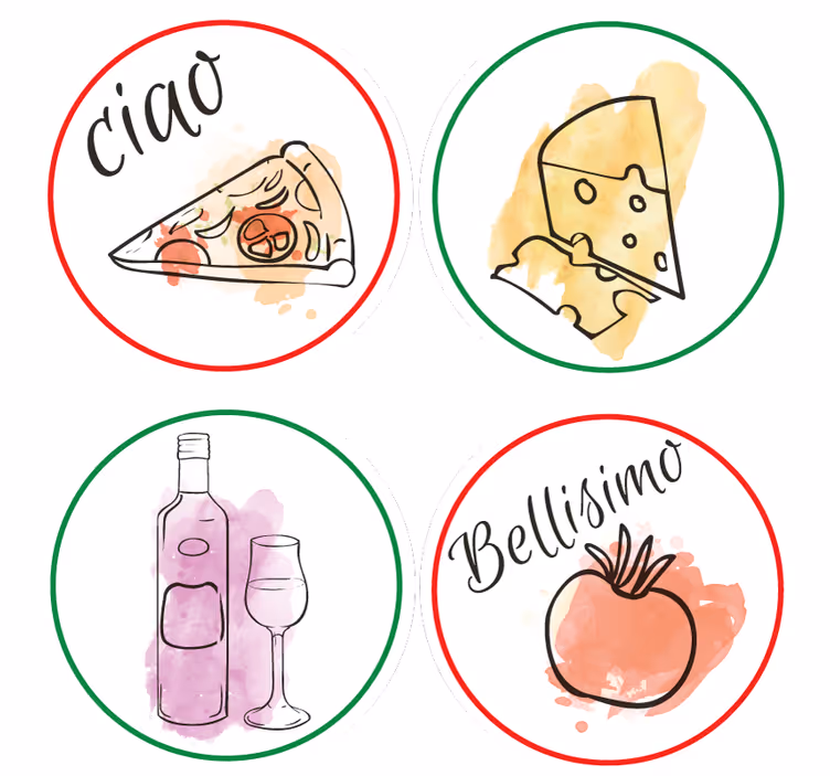 Personalisable coasters with food and drink designs - TenStickers