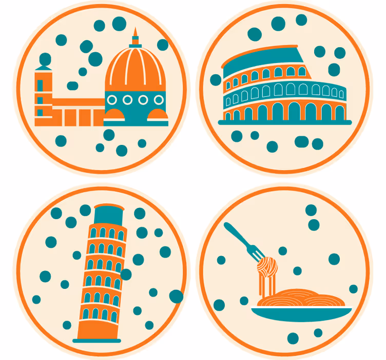 Modern coaster iconic italian landmarks - TenStickers