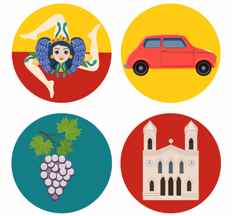 Modern coaster sicilian mythology grapes - TenStickers