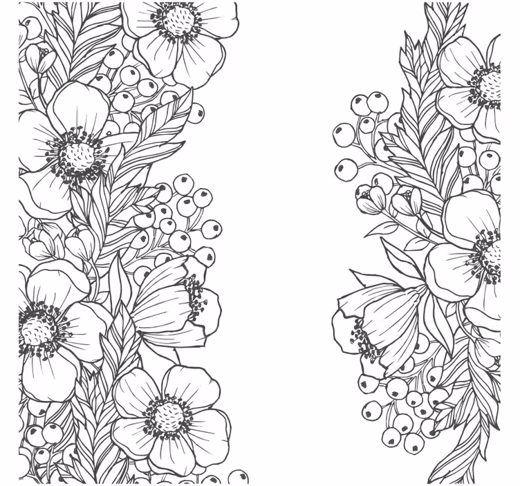 Different black flowers on white  modern coaster - TenStickers