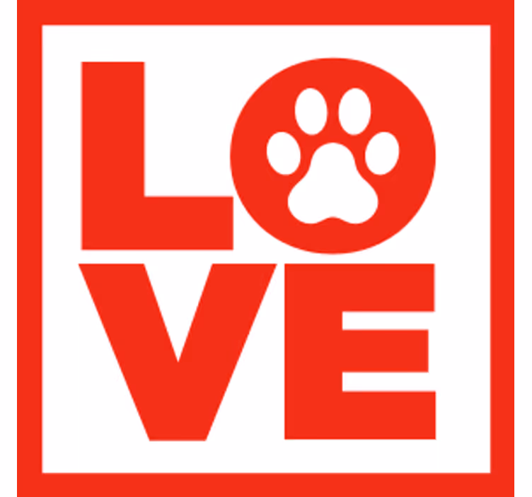 Text coasters love paw design - TenStickers