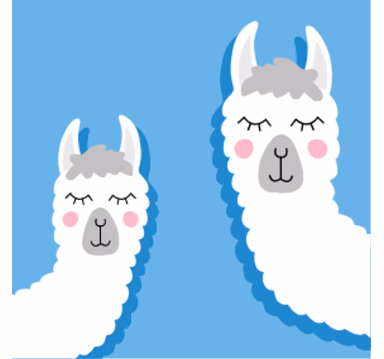 Geek coasters featuring playful llama characters - TenStickers