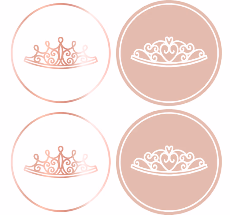 Modern coaster with elegant crown icons - TenStickers