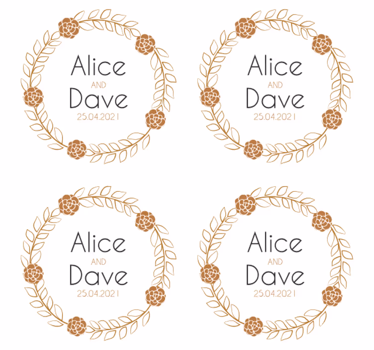 Celebration with date and name wedding coaster - TenStickers