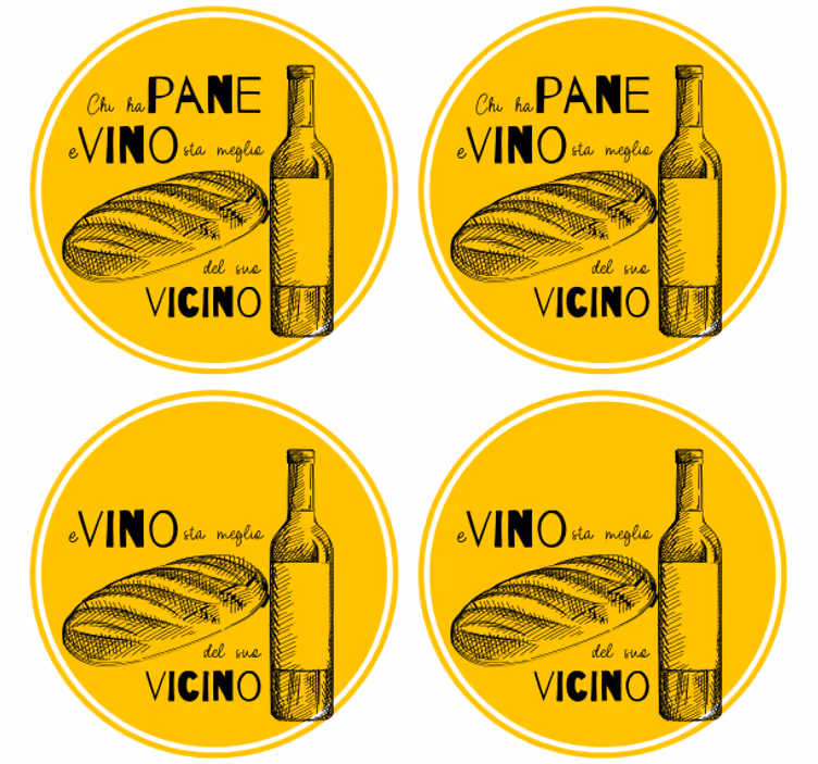 Personalisable coasters for wine bottle and bread - TenStickers