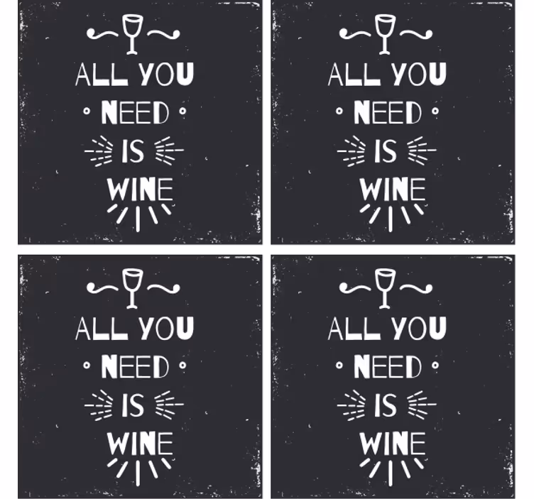 Wine necessity quote text coasters - TenStickers