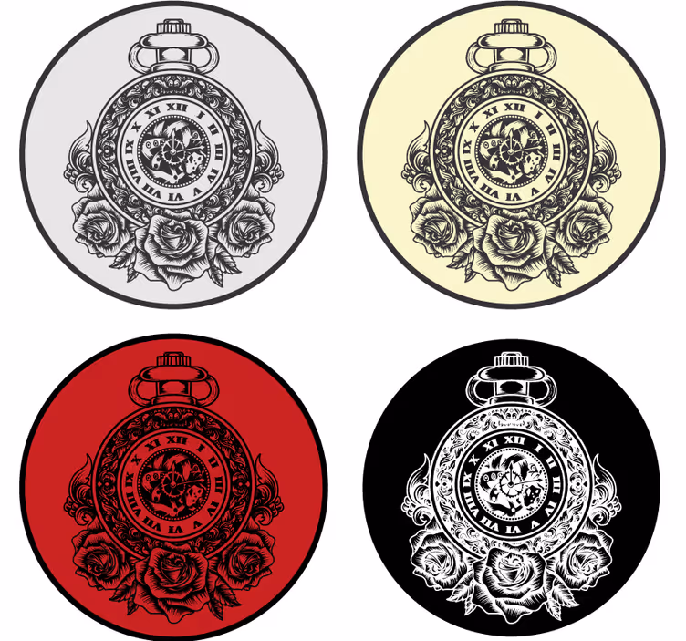 Vintage coasters vintage pocket watch roses - TenStickers