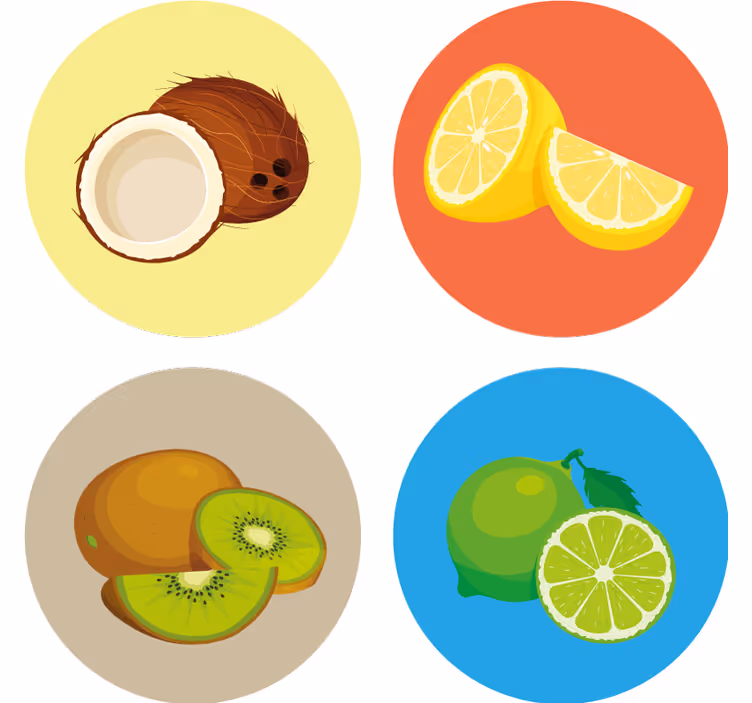 Modern coaster fruit illustrations collection - TenStickers