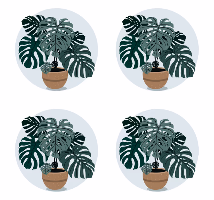 Modern coaster monstera plant artwork - TenStickers
