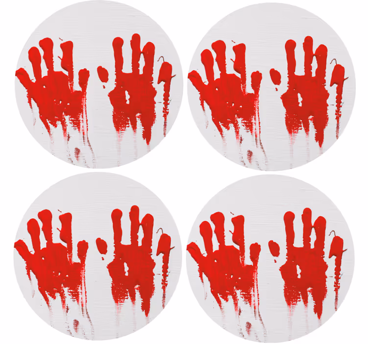 Bloody handprints halloween coaster - TenStickers