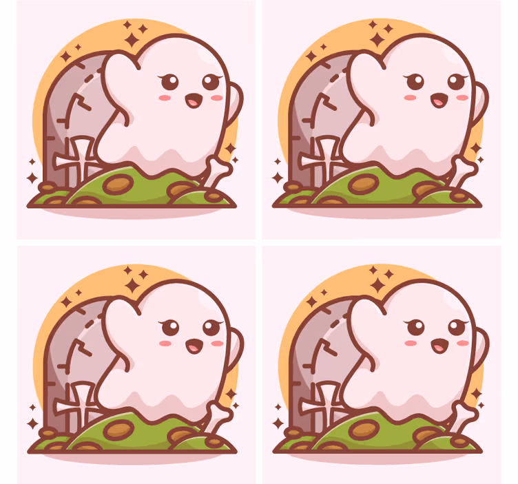 Halloween coaster cheerful ghost illustration - TenStickers