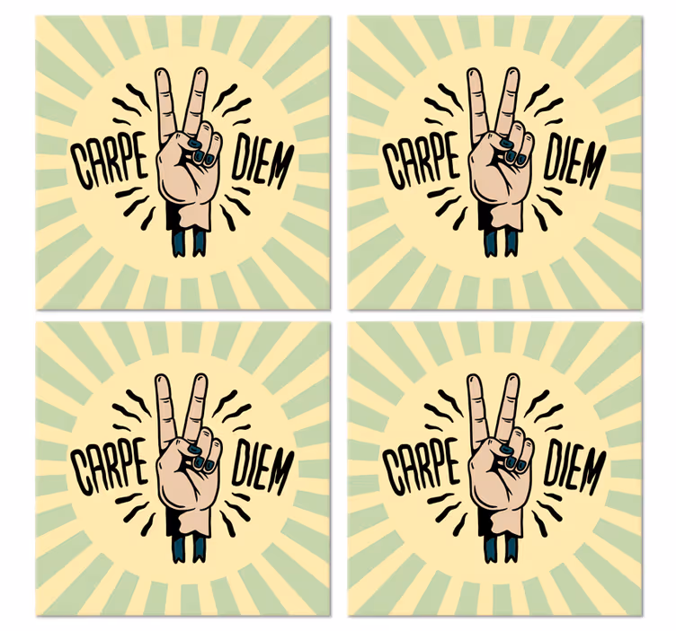 Text coasters peace hand symbol - TenStickers