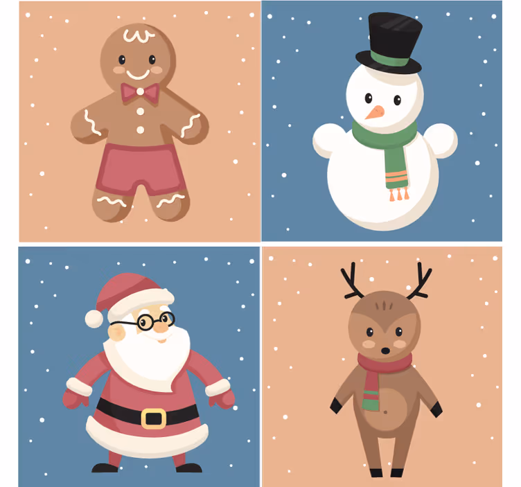 Christmas coasters featuring festive gingerbread figures - TenStickers