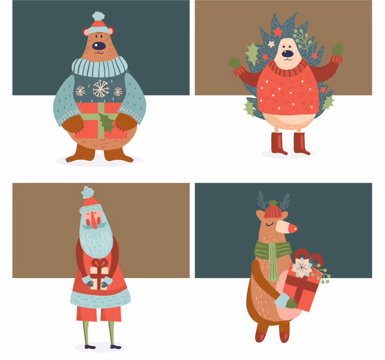 Christmas coasters festive characters set - TenStickers