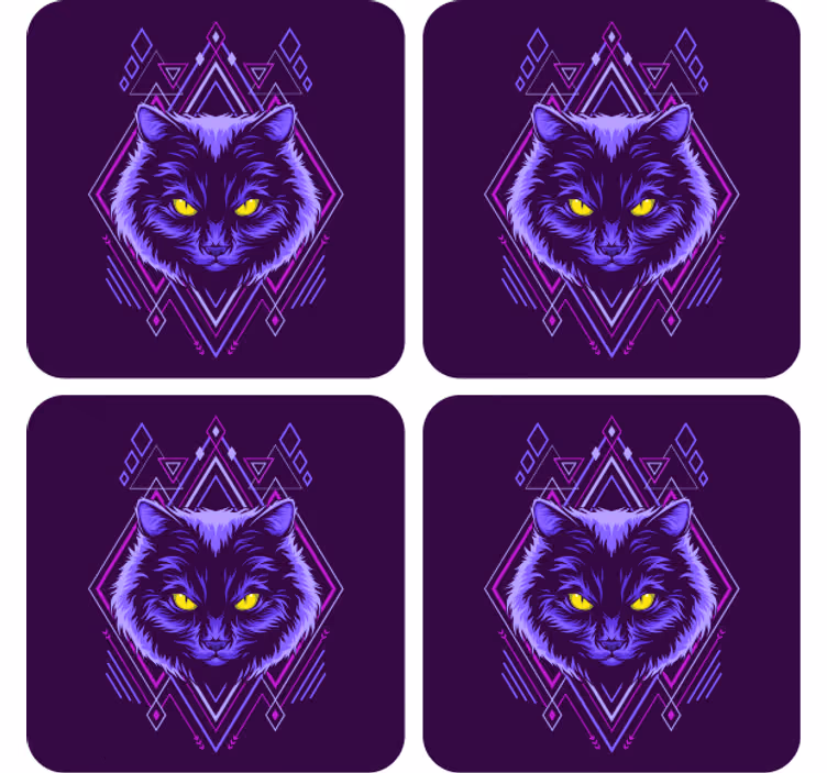Geek coasters sleek cat design - TenStickers