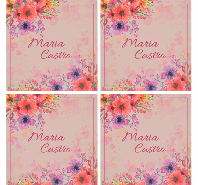 Rosy meadow personalised coasters - TenStickers