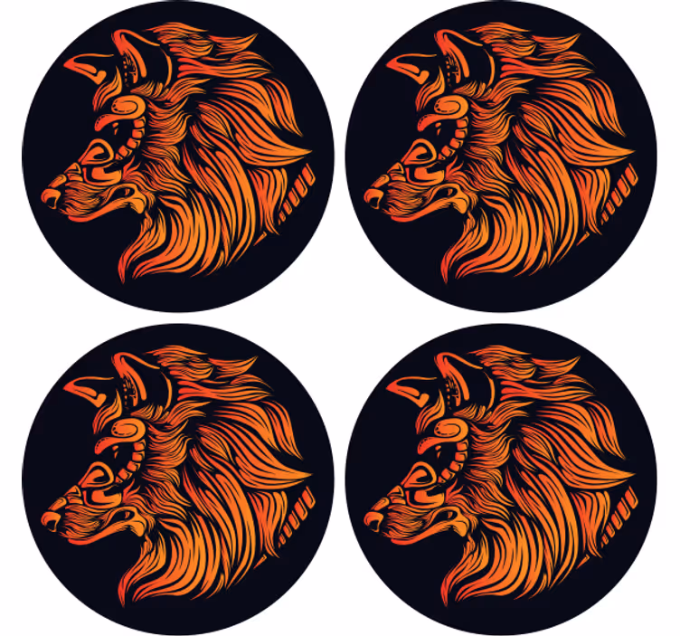Vintage coasters fierce wolf design - TenStickers