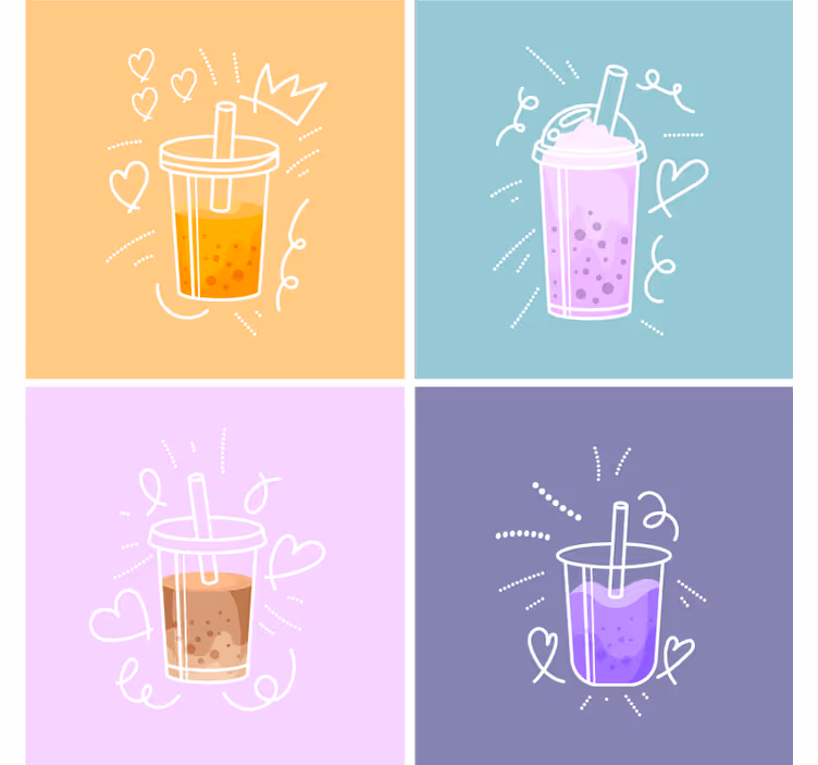 Modern coaster with colorful drink illustrations - TenStickers
