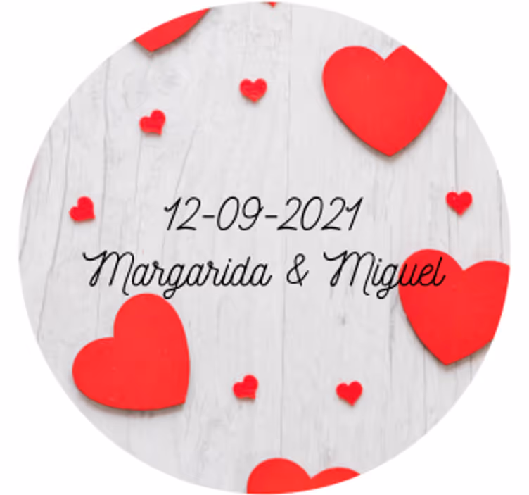 Wedding coasters with heart & date personalization - TenStickers