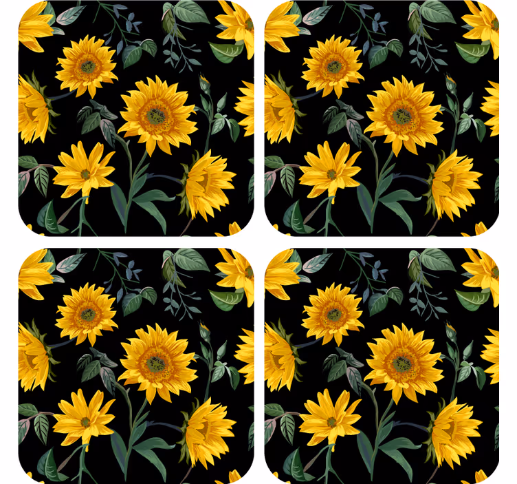Modern coaster sunflower floral design - TenStickers
