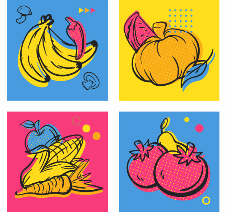 Modern coaster with vibrant fruit designs - TenStickers