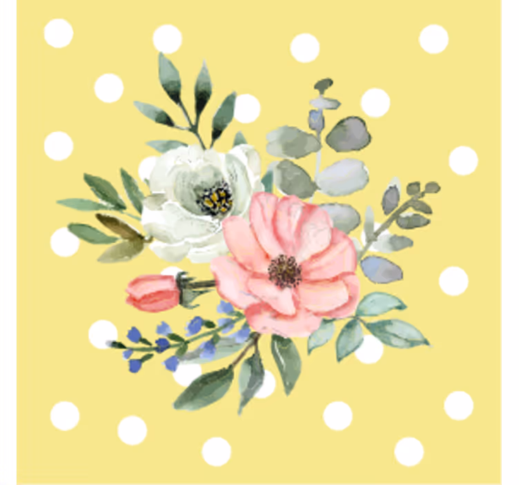 Modern coaster floral design with polka dots - TenStickers