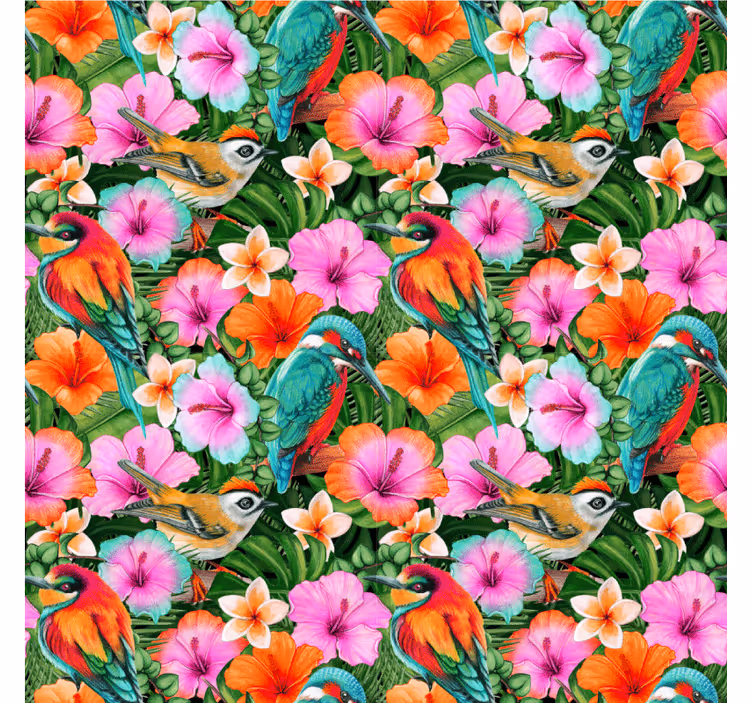 Modern coaster tropical birds floral design - TenStickers