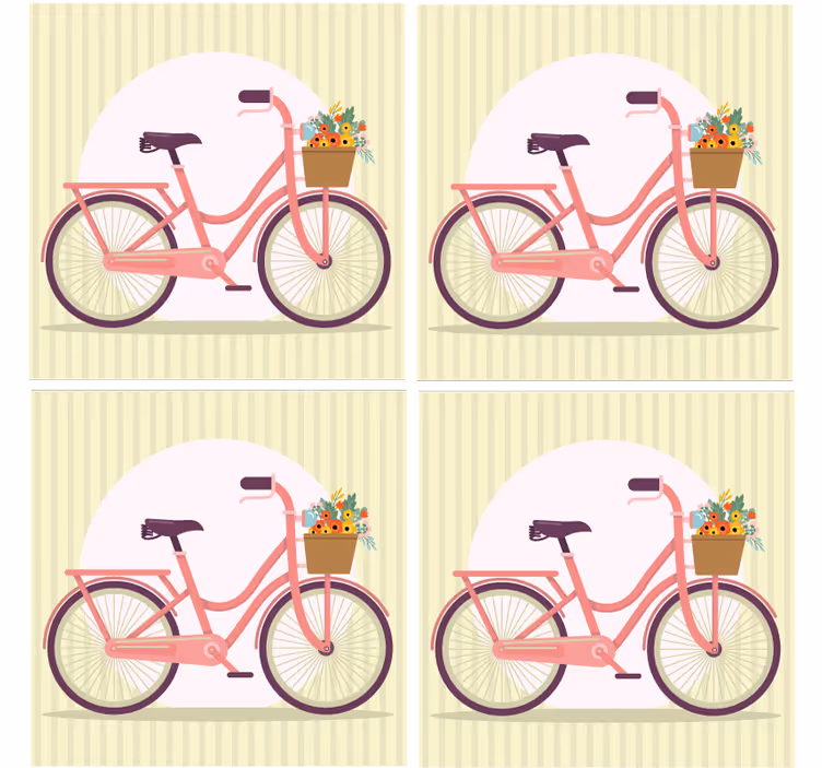 Modern coaster pink bicycle with flowers - TenStickers