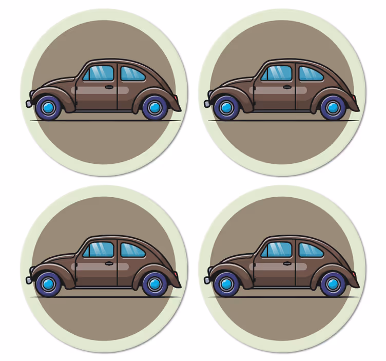 Vintage coasters with classic car artwork - TenStickers