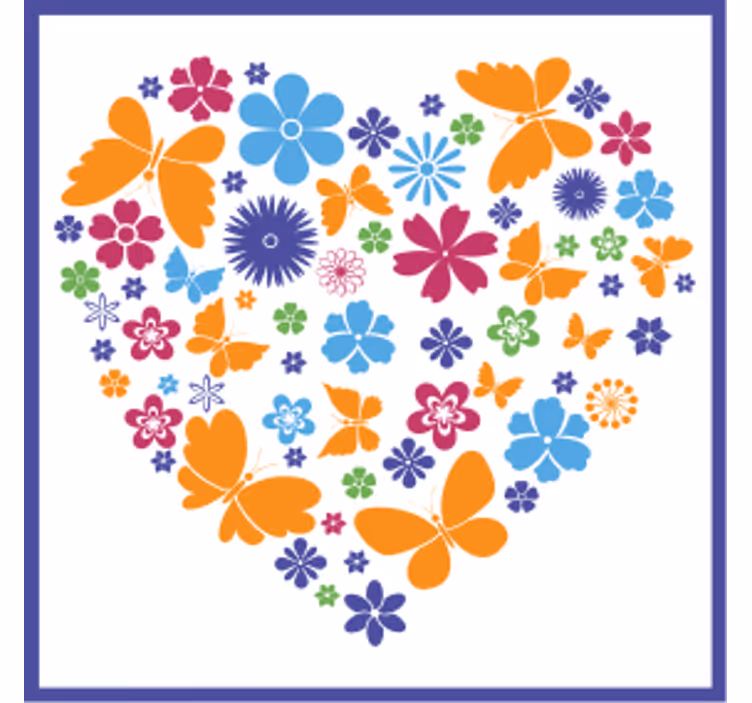 Modern coaster floral heart design - TenStickers