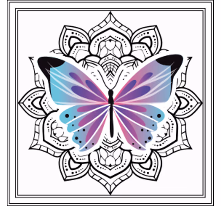 Colorful butterfly mandala coasters - TenStickers