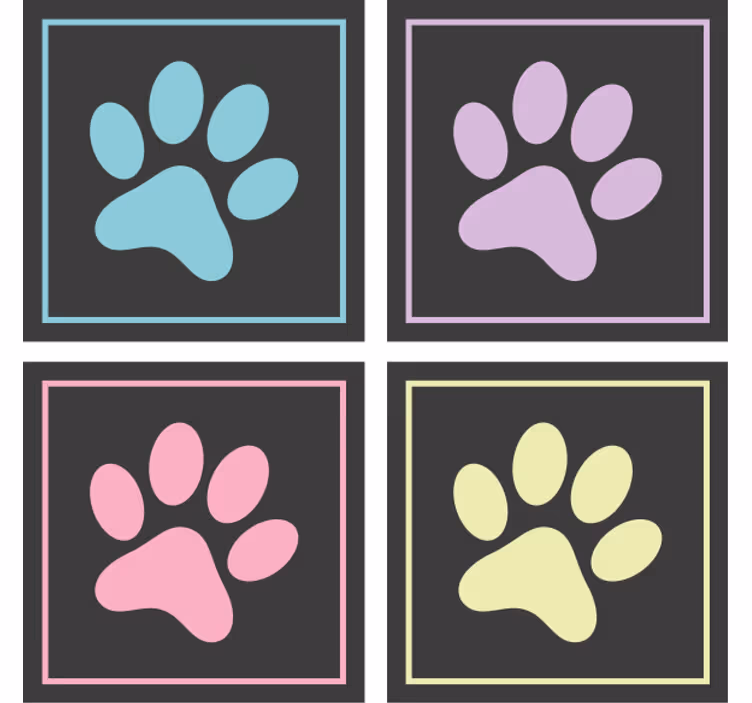 Modern coaster with paw print designs - TenStickers