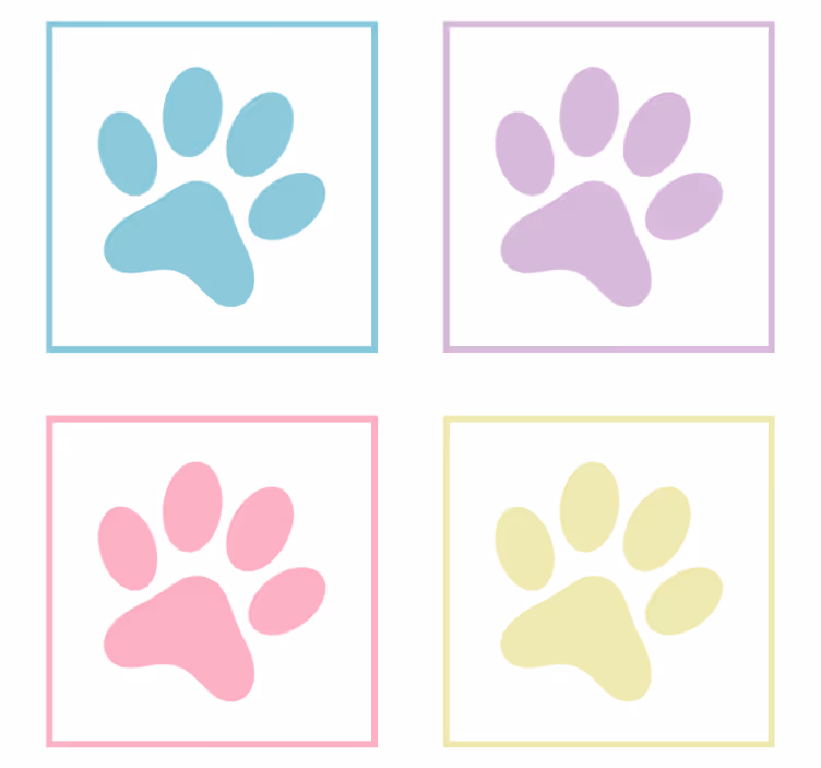 Modern coaster with vibrant paw prints - TenStickers