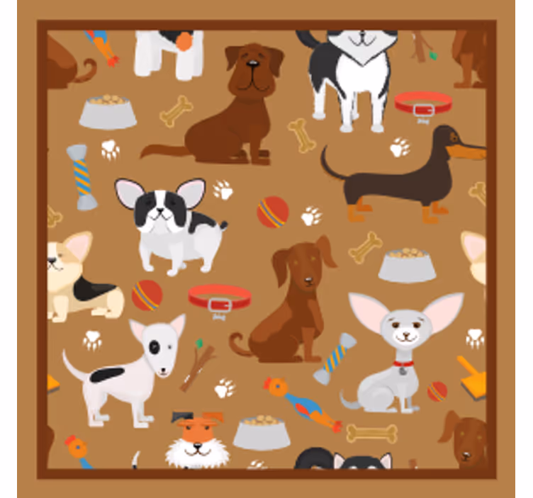 Modern coaster with fun dog illustrations - TenStickers