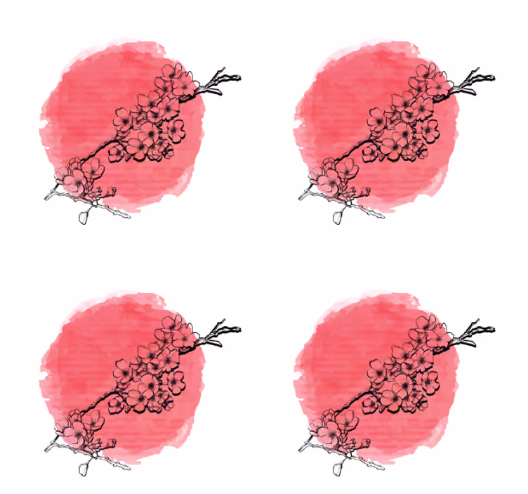 Floral outline on pink coasters - TenStickers