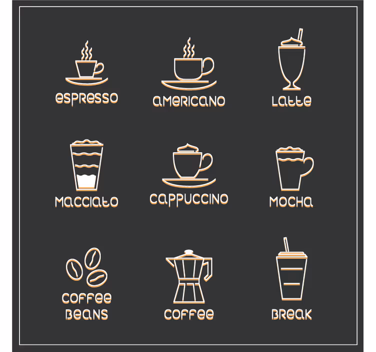 Text coasters coffee and beverage guide - TenStickers