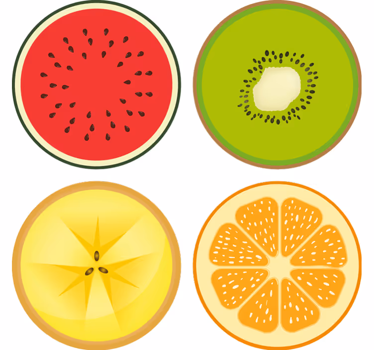Modern coaster fruit slice coasters set - TenStickers