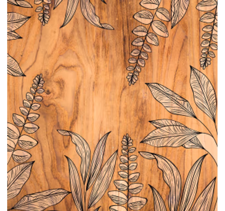 Coasters with natural wood grain and floral outline - TenStickers
