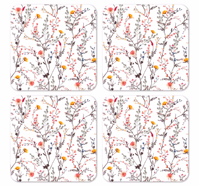 Modern coaster with botanical motif and birds - TenStickers