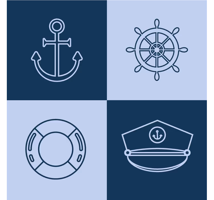 Modern coaster with anchor & nautical designs - TenStickers