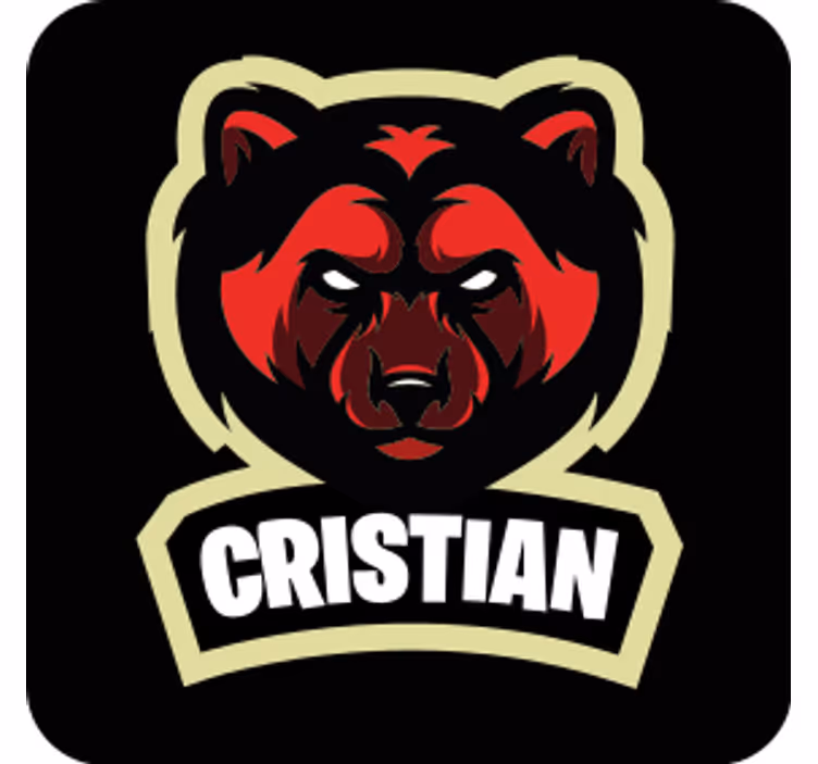 Text coasters with bear emblem and name - TenStickers