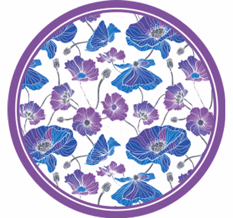 Modern coaster floral design with purple accents - TenStickers