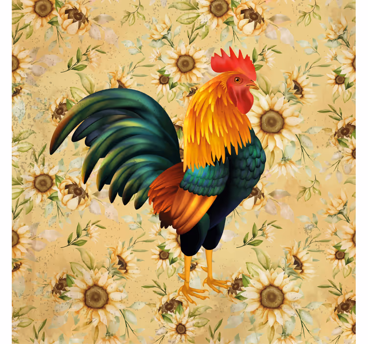 Geek coasters with vibrant rooster design - TenStickers